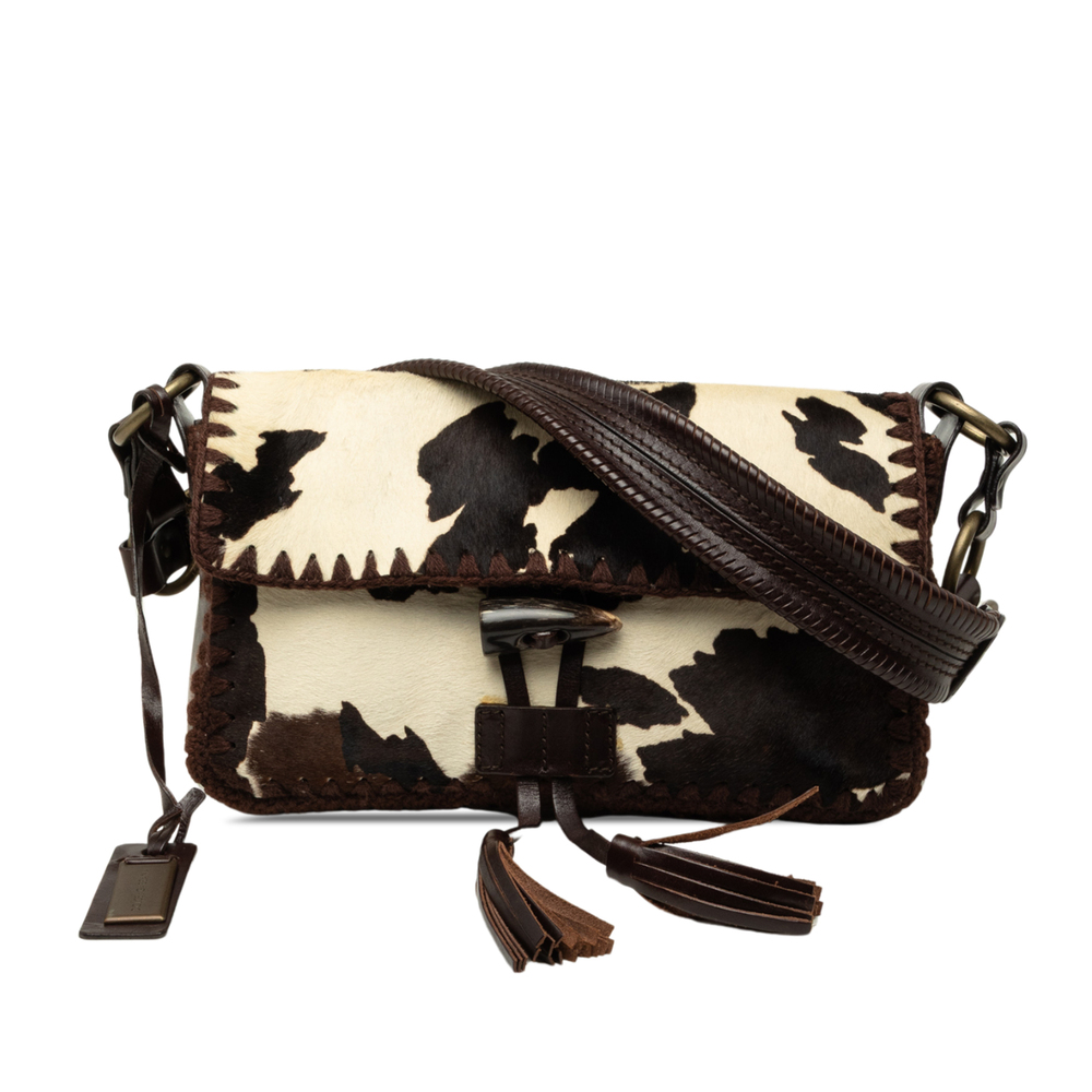 Pre-Loved Dolce & Gabbana Pony Hair Cow Print Shoulder Bag